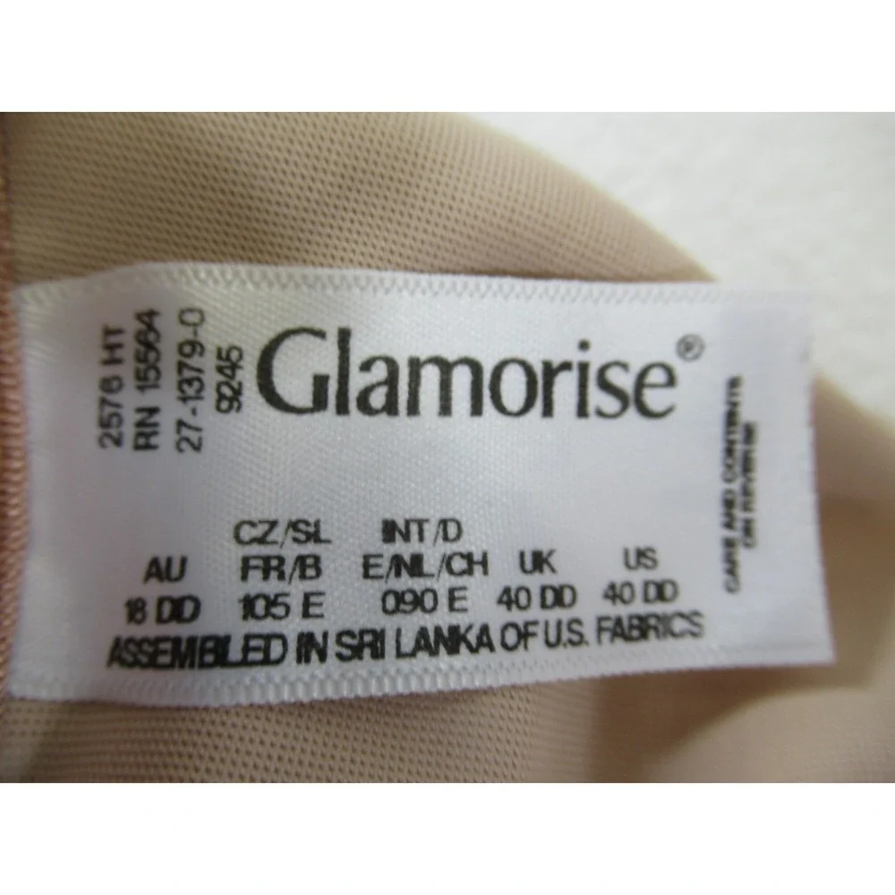 Glamorise Wonderwire Front Close Unlined Lace Bra 40DD Beige Underwire 9245